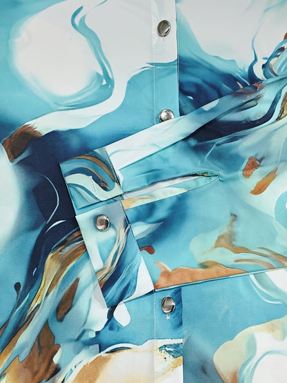 Damesblouse met abstracte print en knoopsluiting