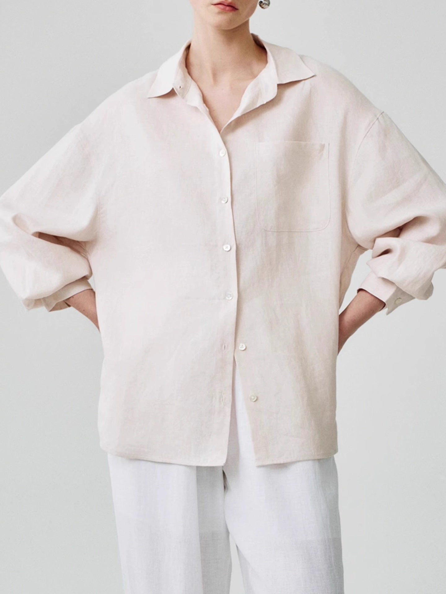 Women's Linen Shirt Long Sleeve Relaxed Fit