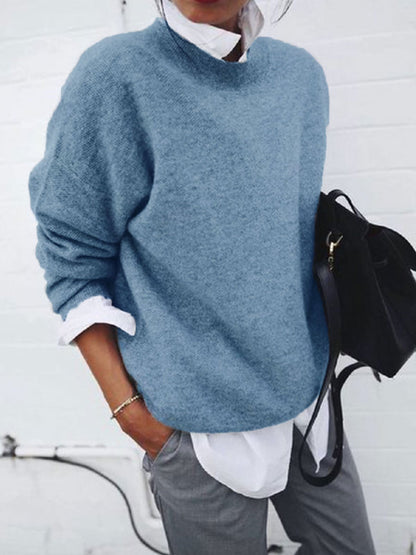 Oversized Round-Neck Pullover in Soft Knit