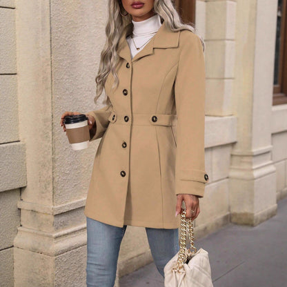 Getailleerde Jas met Ceintuur in Suede-Look, Slim Fit