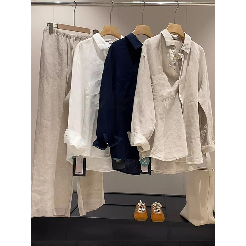 Retro Old Money Style Linen Shirt Jacket For Women