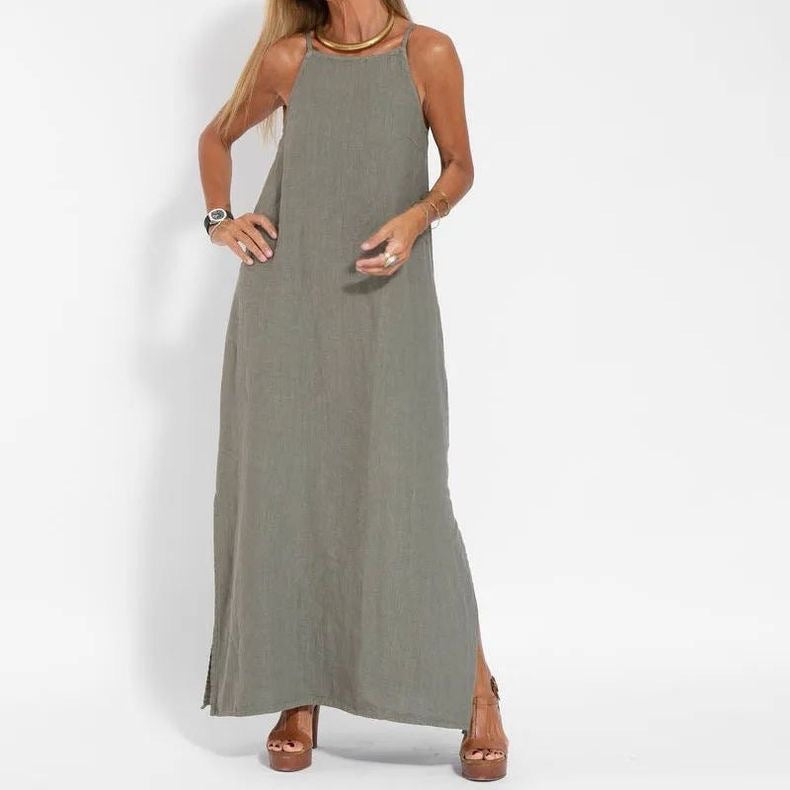 A halter-neck dress