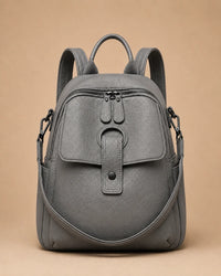 Elephant gray leather backpack