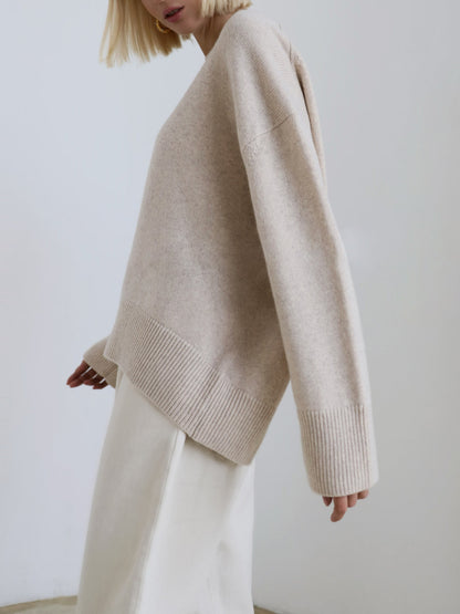 Dames oversized trui met V-hals