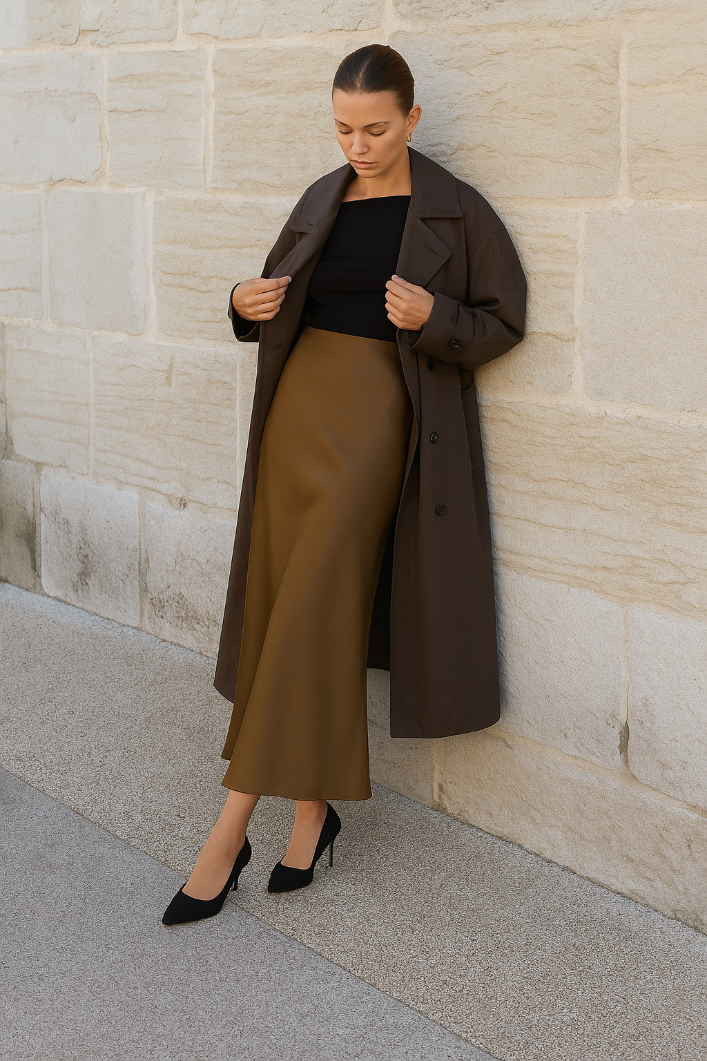 Dames maxi rok met hoge taille