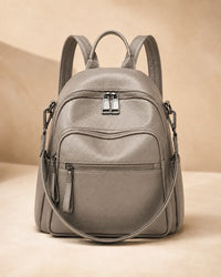 Elephant gray leather backpack