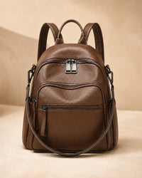 Brown leather backpack