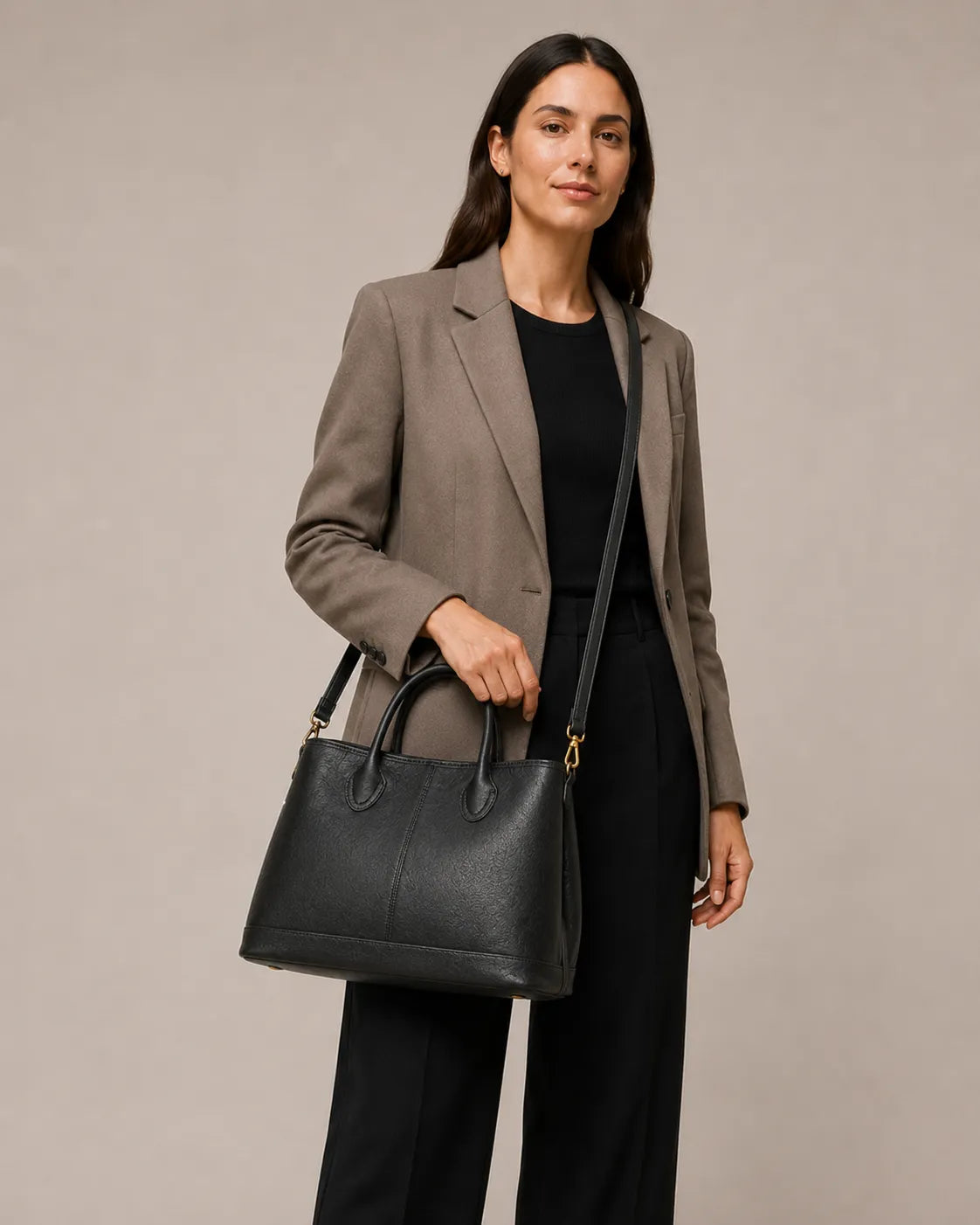 Grote Gestructureerde Tote Bag van Echt Leer voor Dames – Odile