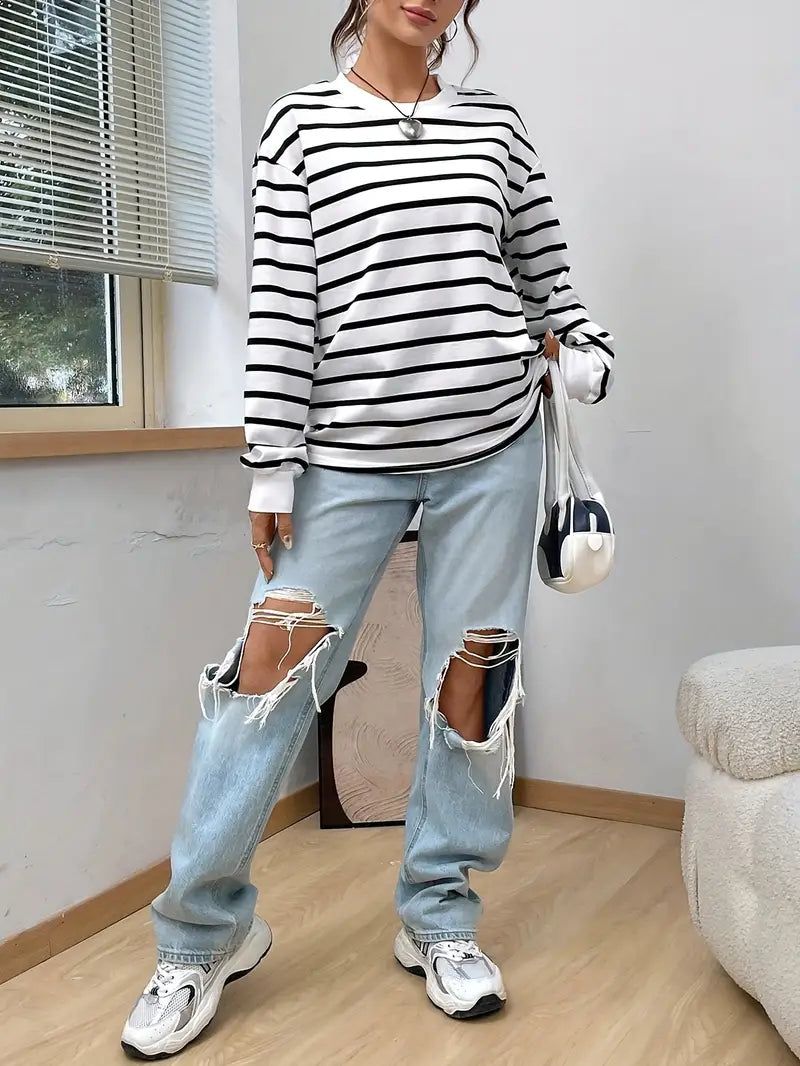 Striped Sweater with Loose Fit