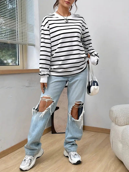 Striped Sweater with Loose Fit