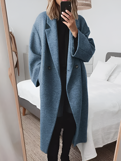 Oversized Knit Coat with Double Button Closure