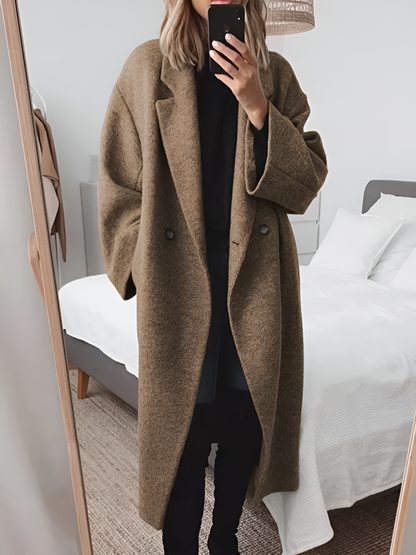 Oversized Knit Coat with Double Button Closure