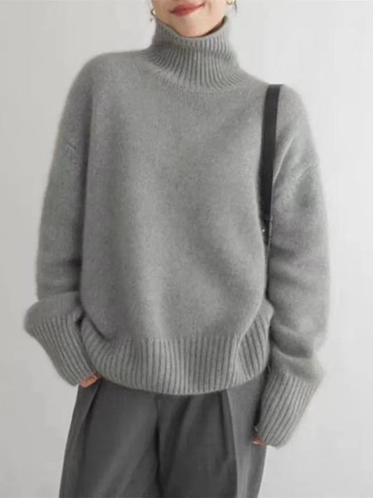 Dames oversized kasjmieren trui met hoge rolkraag