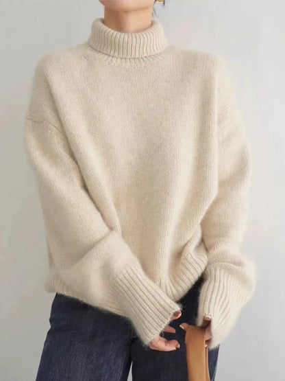 Oversized Cashmere Sweater with High Roll Neck