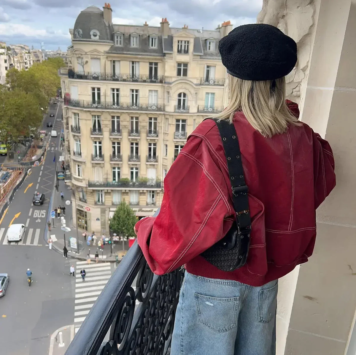 Oversized Faux Leather Jacket with Zip Closure
