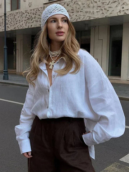 Damesblouse met knoopsluiting en lange mouwen