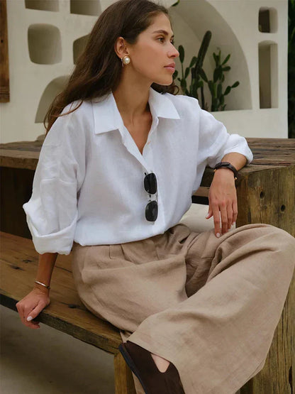 Damesblouse met knoopsluiting en lange mouwen