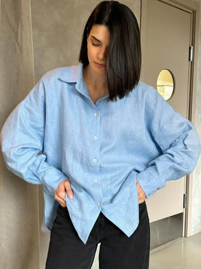 Damesblouse met knoopsluiting en lange mouwen
