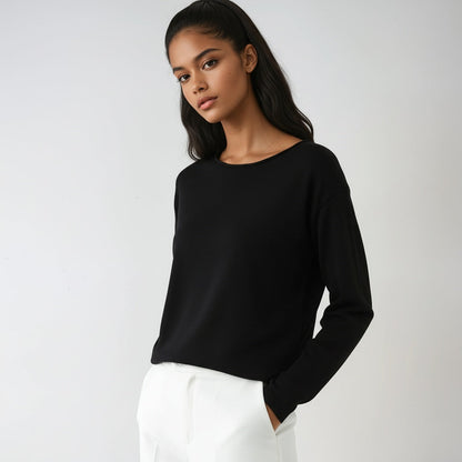 Fine-Knit Sweater with Round Neck