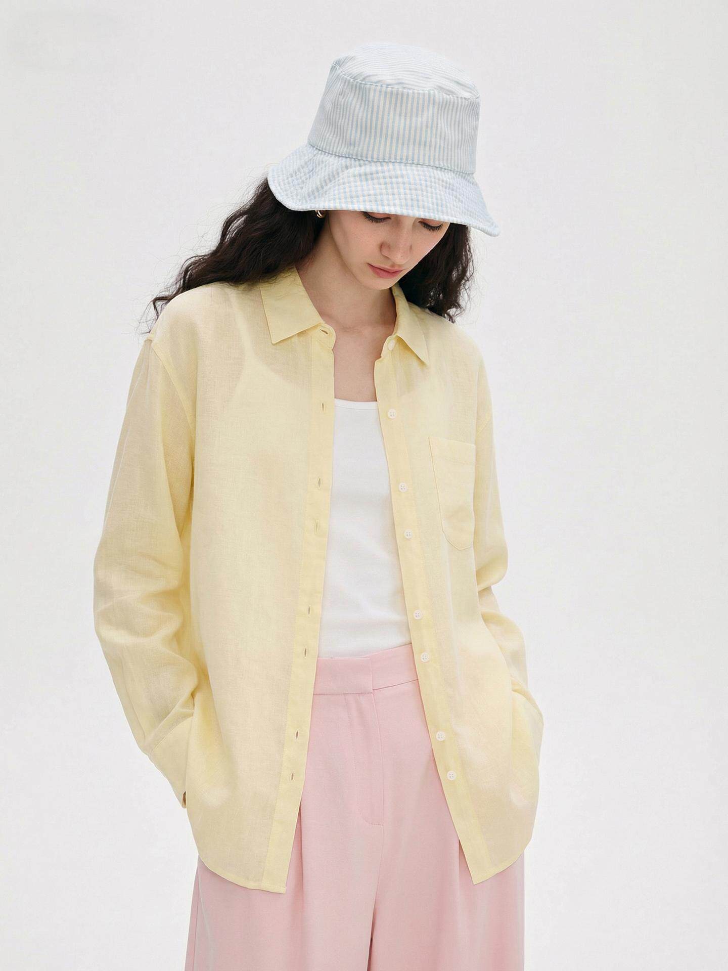 Womens Tencel Linen Cardigan Shirt Button Up Solid Color