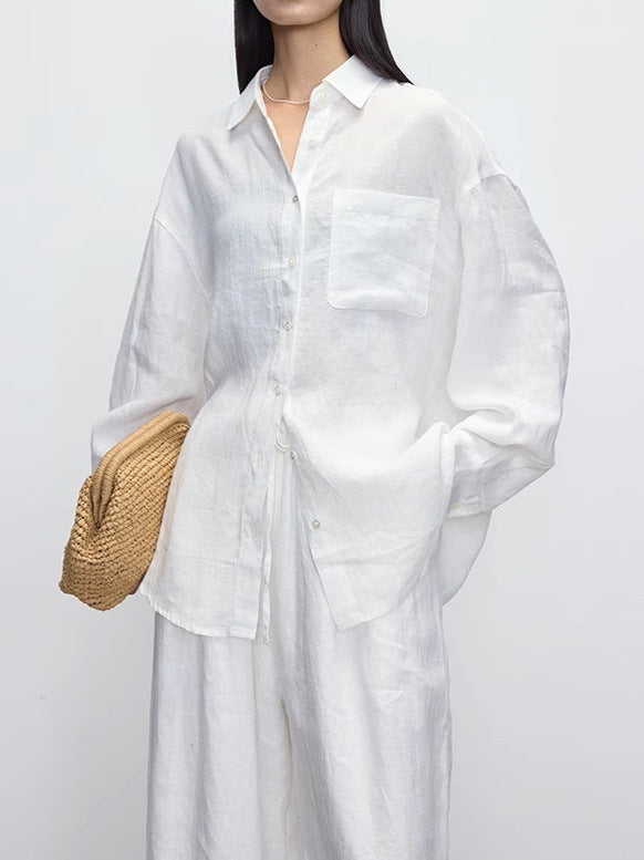 Women's Linen Shirt Long Sleeve Relaxed Fit
