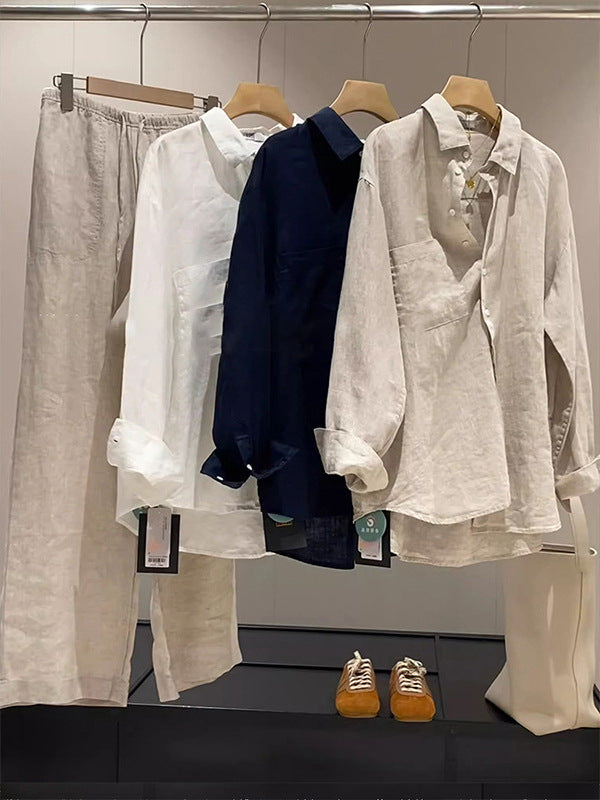 Retro Old Money Style Linen Shirt Jacket For Women