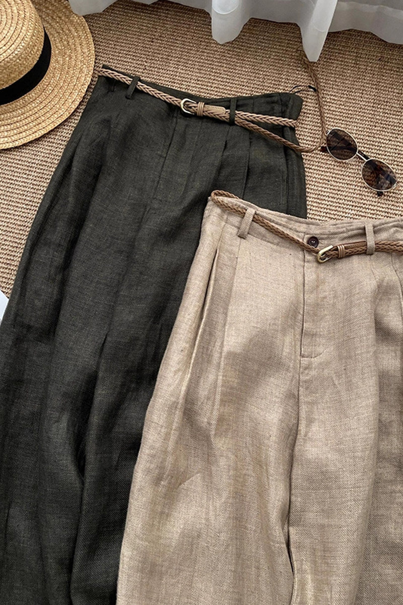 Womens Linen Wide Leg Pants