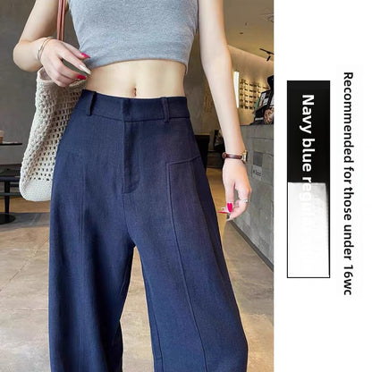 Womens High Waisted Linen Wide Leg Trousers