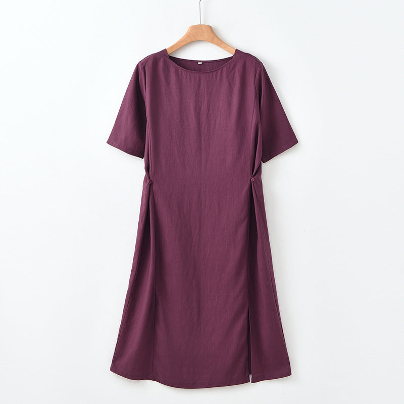 Linen short-sleeved dress