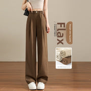 Draped Linen Wide-Leg Trousers