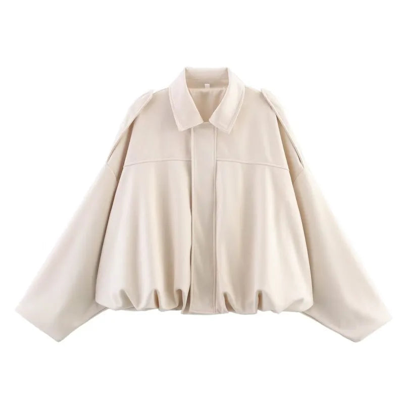 Short Jacket with Pointed Collar and Shoulder Loops