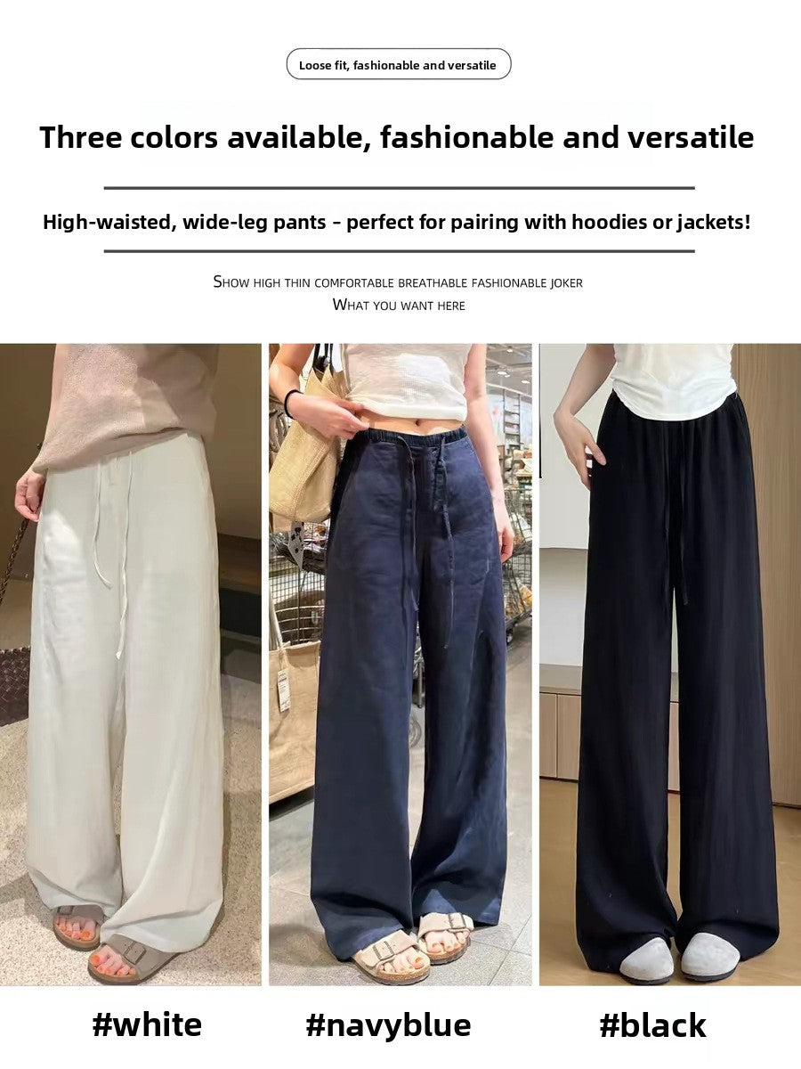 Womens High Waisted Wide Leg Linen Pants