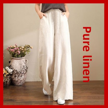 Womens Linen Cotton Wide Leg Pants