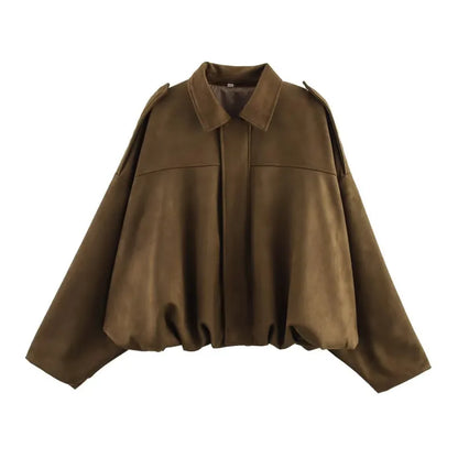 Short Jacket with Pointed Collar and Shoulder Loops