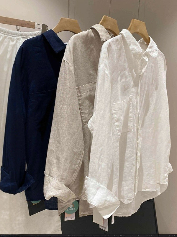 Retro Old Money Style Linen Shirt Jacket For Women