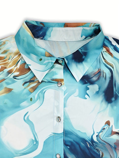 Damesblouse met abstracte print en knoopsluiting