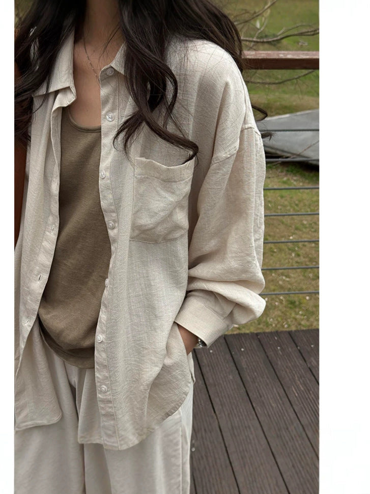 Women Linen Long Sleeve Shirt