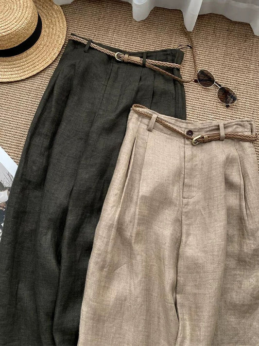 Womens Linen Wide Leg Pants