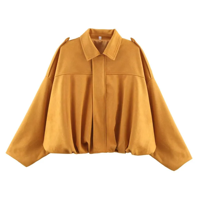 Short Jacket with Pointed Collar and Shoulder Loops