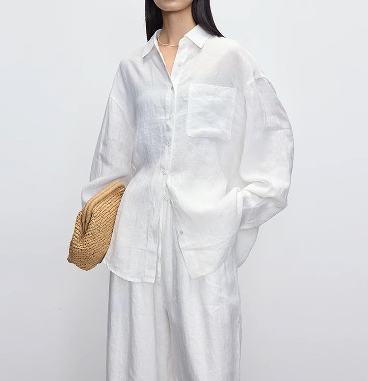 Women's Linen Shirt Long Sleeve Relaxed Fit