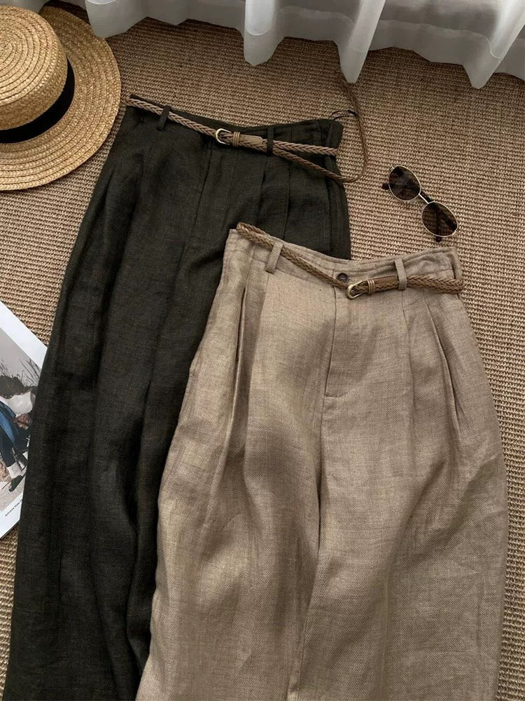 Womens Linen Wide Leg Pants