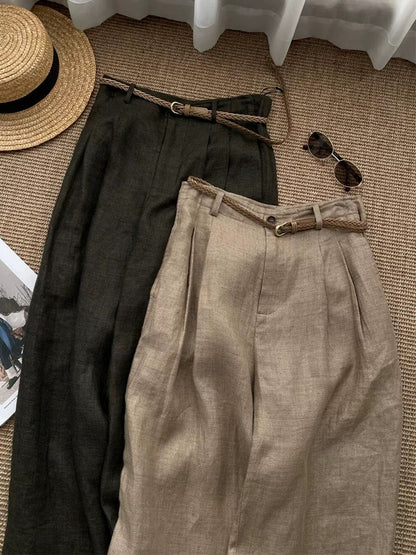 Womens Linen Wide Leg Pants