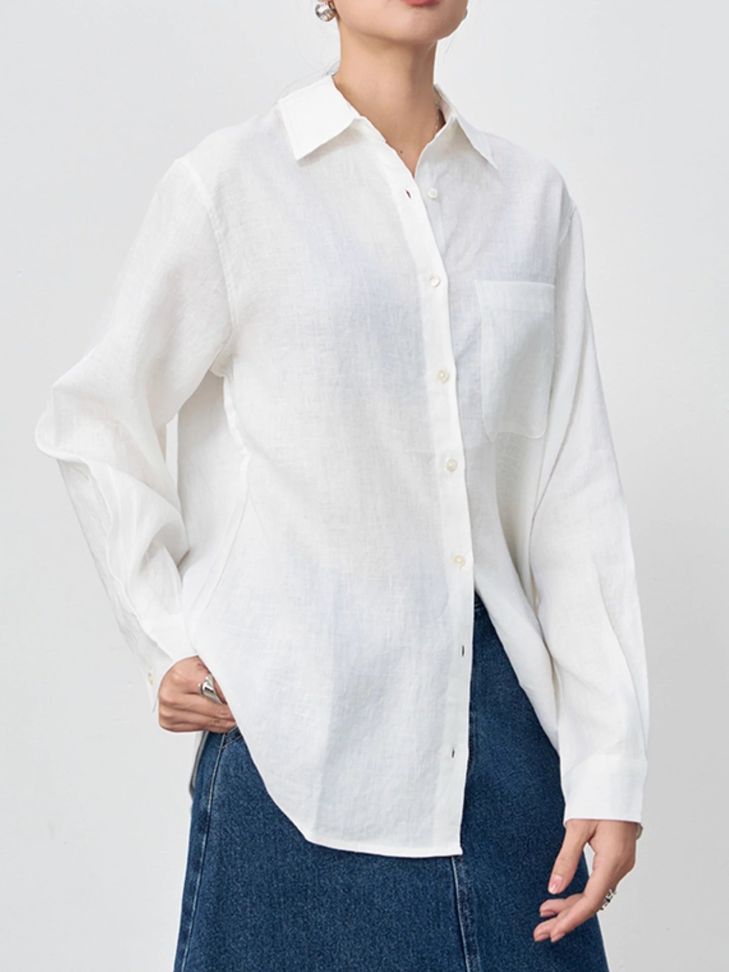 Women's Linen Shirt Long Sleeve Relaxed Fit