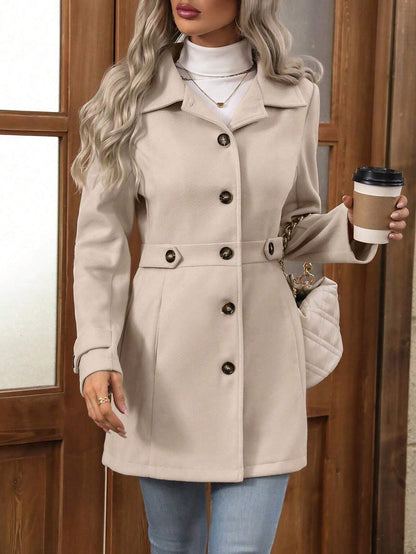 Getailleerde Jas met Ceintuur in Suede-Look, Slim Fit