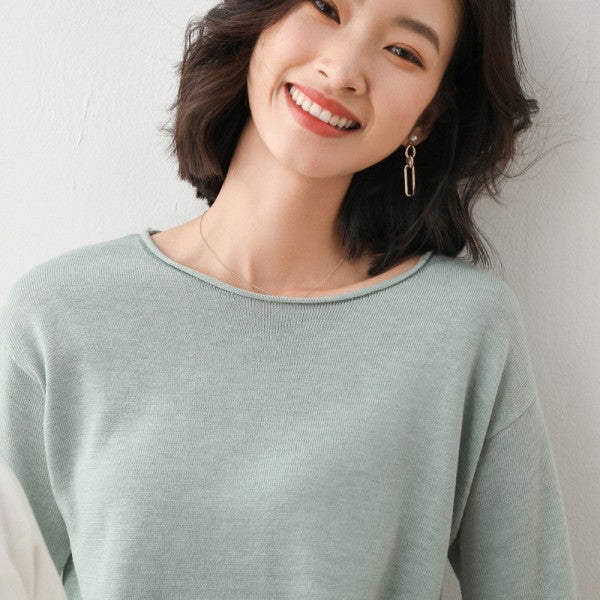 Fine-Knit Sweater with Round Neck