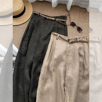 Womens Linen Wide Leg Pants