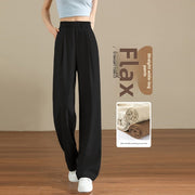 Draped Linen Wide-Leg Trousers