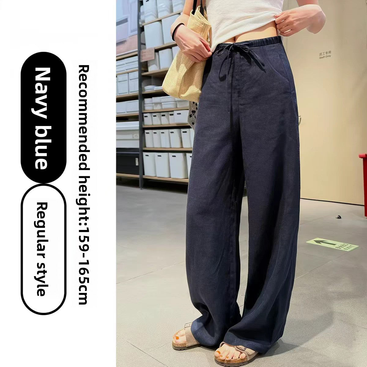 Womens High Waisted Wide Leg Linen Pants