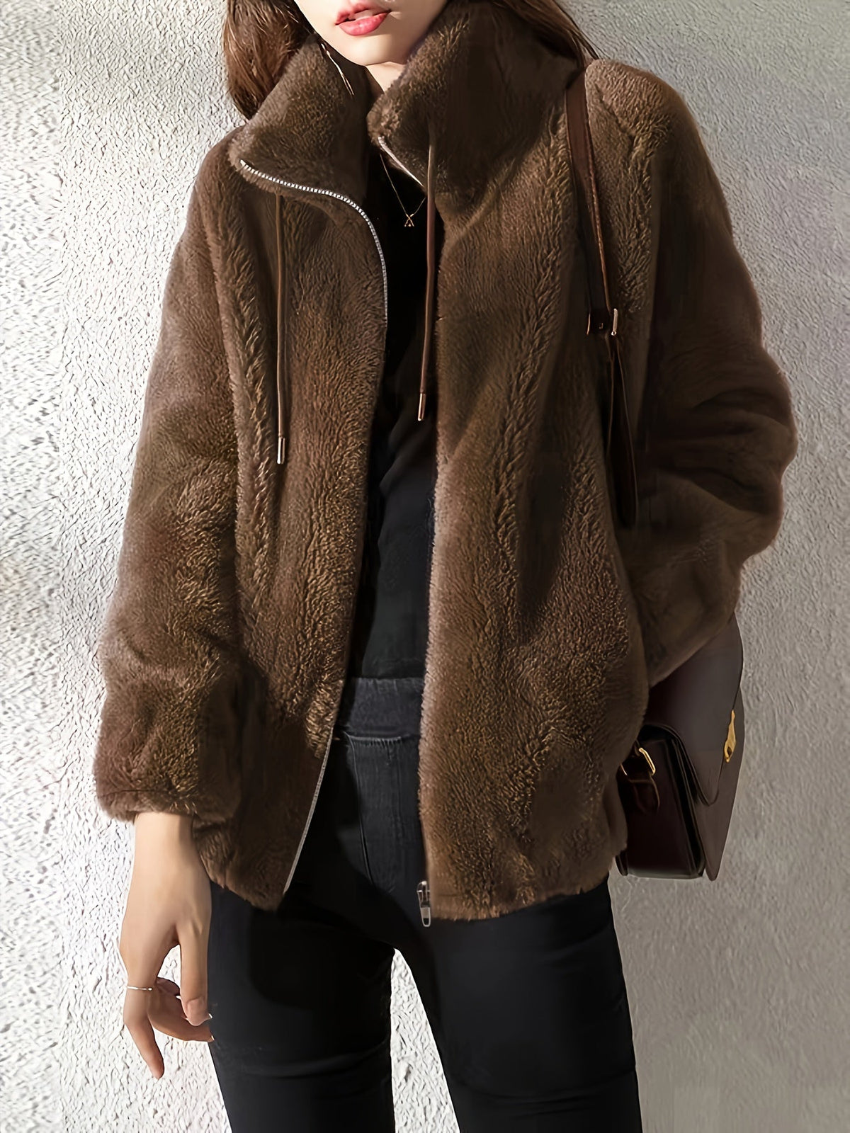 Teddy Coat with Drawstring and Zip