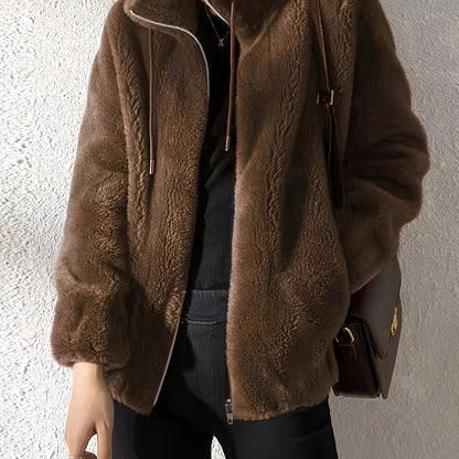 Teddy Coat with Drawstring and Zip